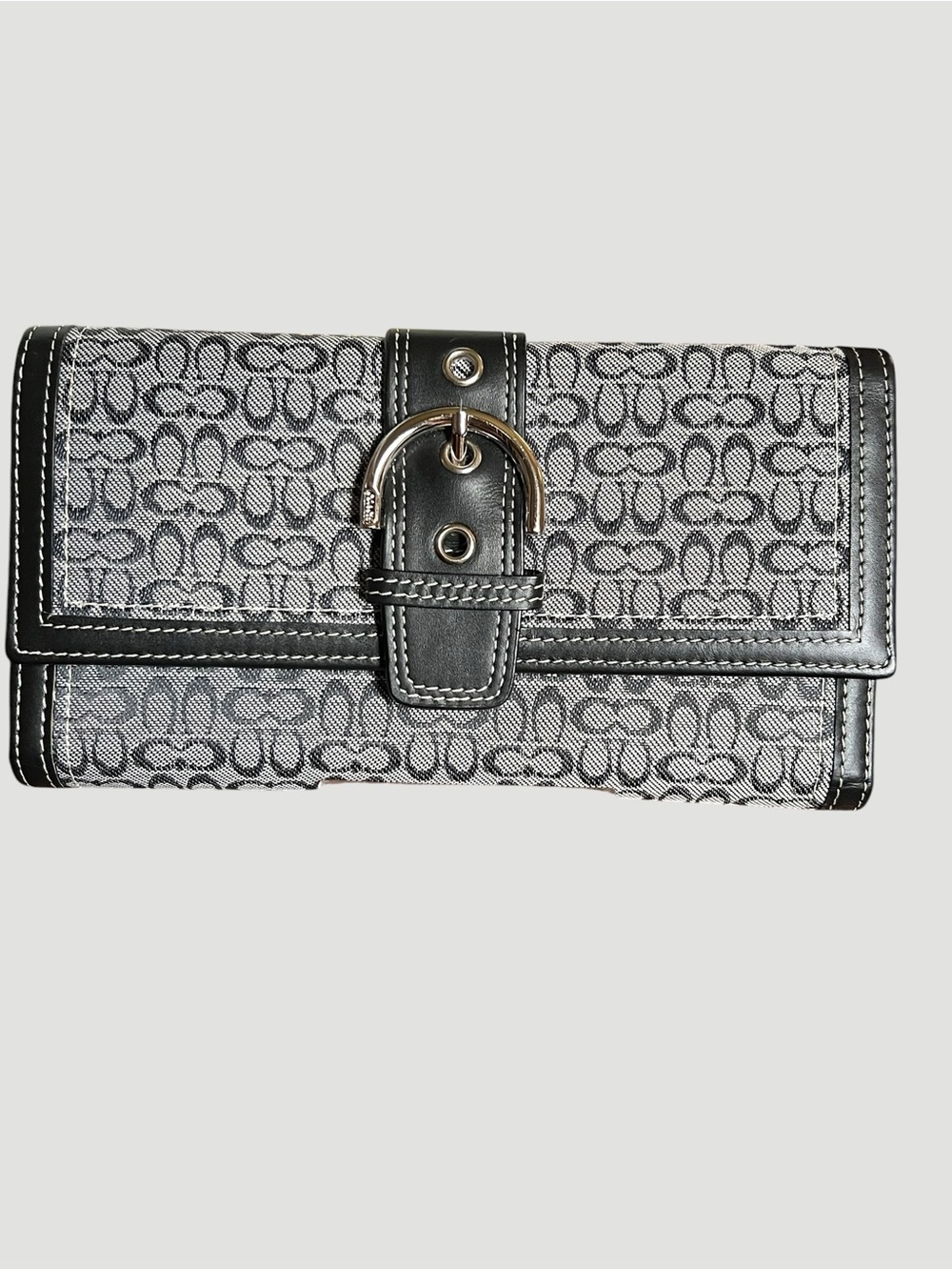 Coach Soho Signature Trifold Continental Canvas Wallet with Buckle Detail